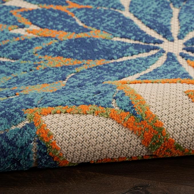 Nourison Home Aloha Blue Green 3'6" x 5'6" Area Rug - Easy Clean, Non Shedding, Bed Room, Living Room, Dining Room, Kitchen (4' x 6')