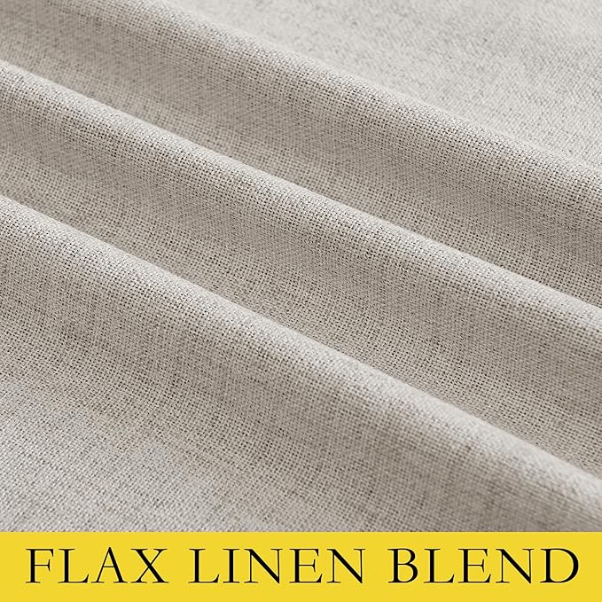 NICETOWN Brich Vintage Open Linen Weave Flax Thermal Curtains, 100% Blackout Curtains 84" Long for Dining Room, Soundproof Window Treatment Drapes for Hall Room, 42" Wide Per Panel, Set of 2