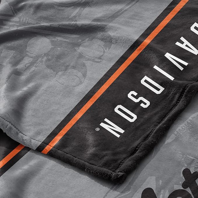 Harley-Davidson Vintage Stripes Silk Touch Throw Blanket, 46 x 60 in | 100% Polyester, Velvety Feel, Lightweight Warmth, Couch Bed Chair Lounging, Giftable Indoor Comfort
