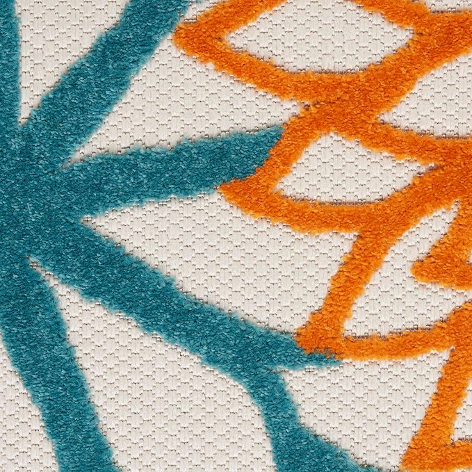 Nourison Home Aloha Turquoise Multicolor 9' x 12' Area Rug - Easy Clean, Non Shedding, Bed Room, Living Room, Dining Room, Kitchen (9' x 12')