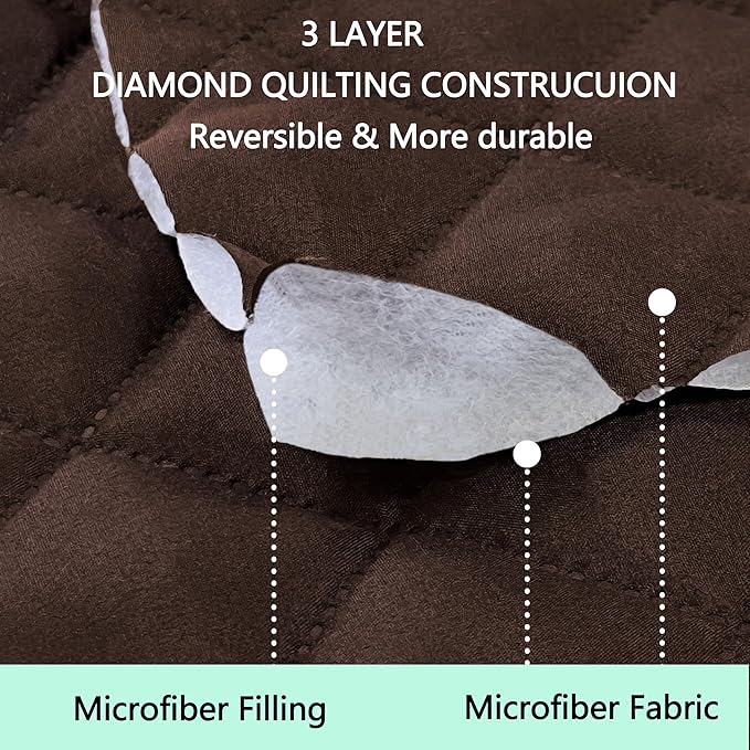 Reversible Loveseat Sofa Covers Couch Cover Furniture Protector(Loveseat Small,Chocolate/Beige)