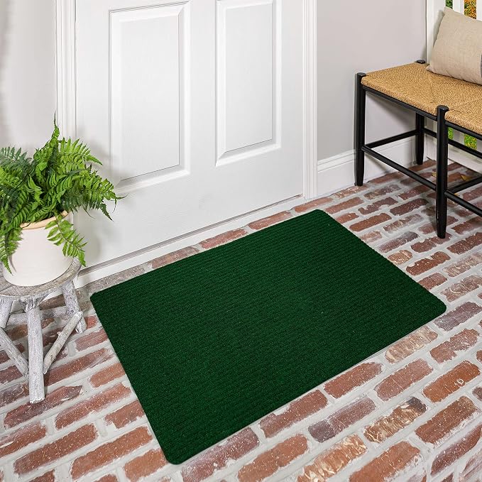 Mohawk Home Utility Floor Mat Solid Dark Forest Green (1'6" x 2'6" (2 Pack)) Perfect for Garage, Entryway, Porch, and Laundry Room
