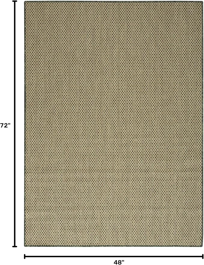 Nourison Home Courtyard Green 4' x 6' Area Rug - Easy Clean, Non Shedding, Bed Room, Living Room, Dining Room, Kitchen (4' x 6')