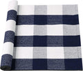 uxcell Buffalo Check Rug,Plaid Outdoor Rug,Layered Door Mat,Cotton Gingham Rugs,Floor Mat for Front Porch/Runner/Bedroom/Kitchen/Farmhouse 51"x24" Navy & White