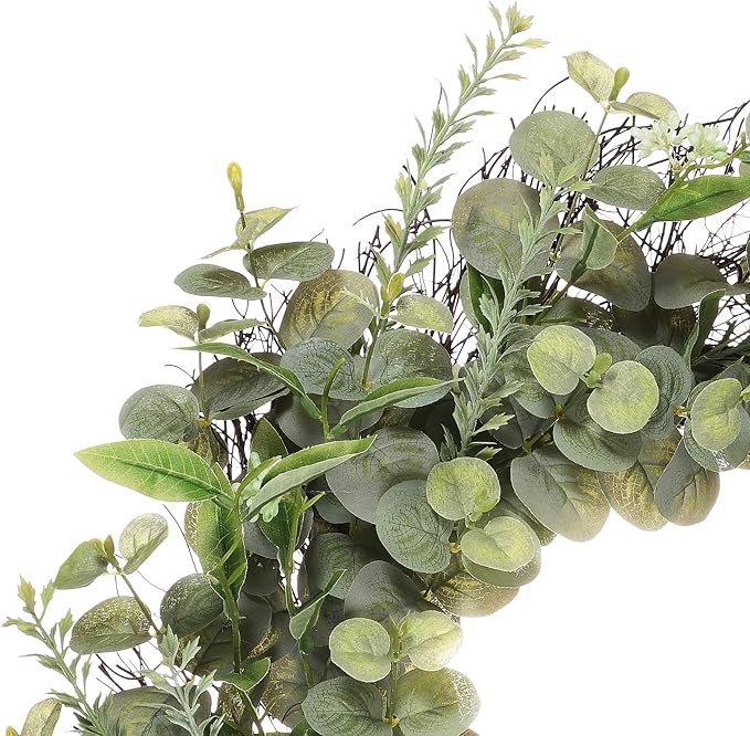 24" Artificial Eucalyptus Spring Wreath with Green Leaves