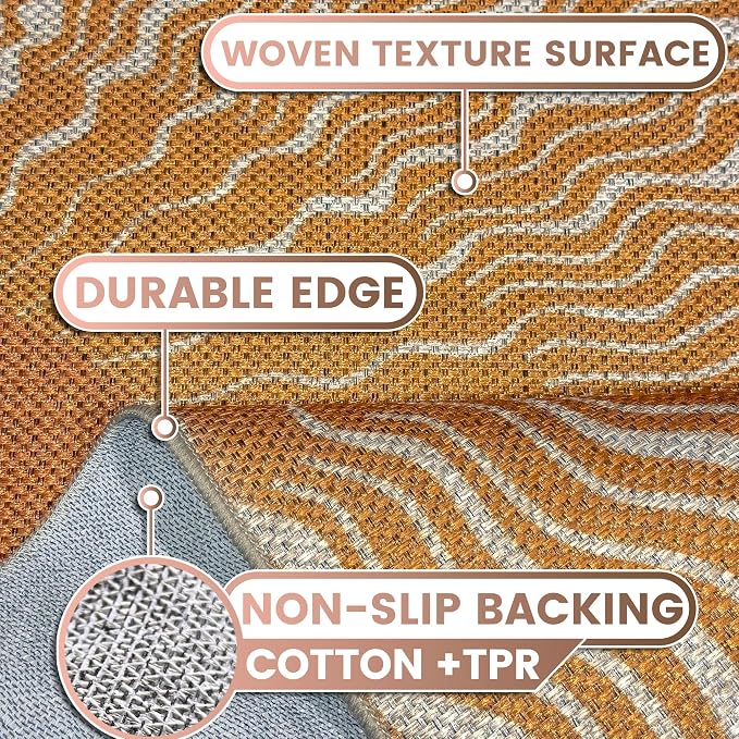 Washable Sun Easy Jute Rug, 5x7 Modern Boho Retro Outdoor Indoor Patio Farmhouse Large Area Rugs, Woven Ultra Thin Non Slip Carpet Mat for Living Dining Room Bedroom Classroom Kids Nursery Play Room