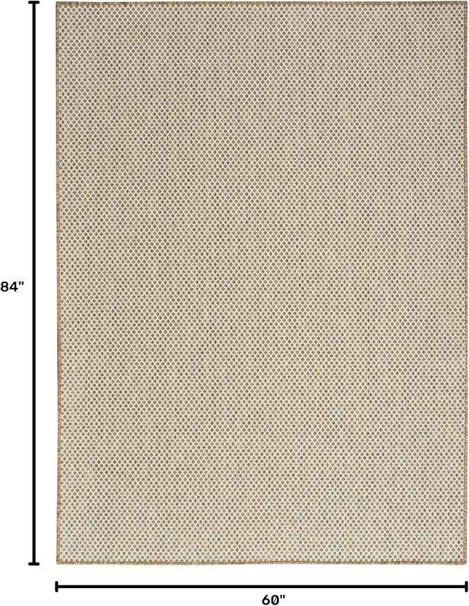 Nourison Home Courtyard Jute Ivory 5' x 7' Area Rug - Easy Clean, Non Shedding, Bed Room, Living Room, Dining Room, Kitchen (5' x 7')