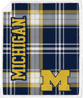NCAA Michigan Wolverines Playmaker Plaid Ultra Cozy Sherpa Throw