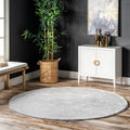 nuLOOM Loni Light Grey Solid Washable Area Rug, 4' Round