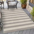 OJIA Outdoor Area Rugs 4'x6' Striped Patio Rug Washable Woven Camping Rug | Cotton Indoor Outdoor Rug Living Room Rug Checkered Rug Floor Carpet for Living Room/Dining Room/Deck/Backyard Gray/White