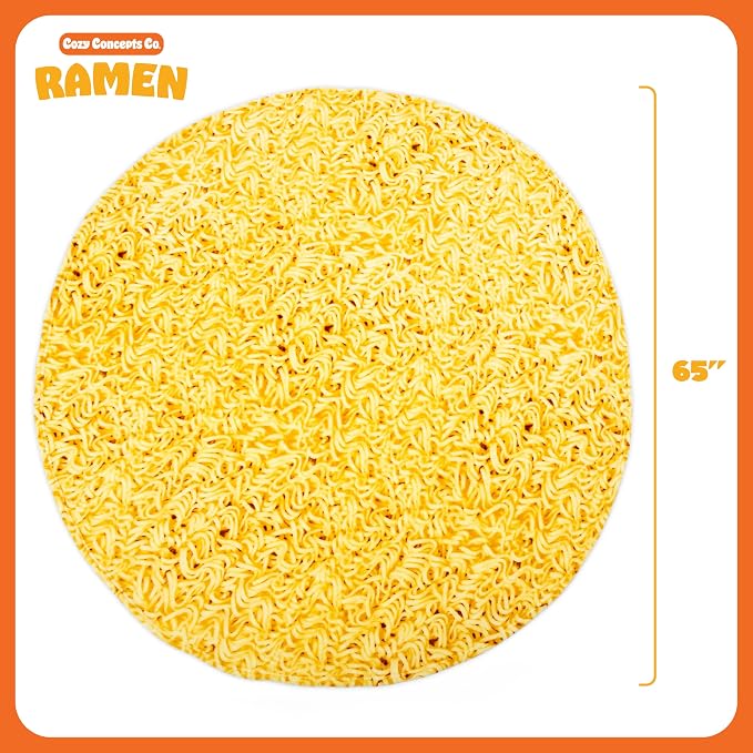 Cozy Concepts Co. Ramen Comfort Blanket by Relatable, Viral Trend Inspired, Looks Like a Giant Bowl of Ramen Noodles to Wrap Yourself Up In, Great for Room Decor or Gifts, Large Size 65” Throw Blanket