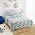 Amazon Basics Microfiber Kids' Sheet Set with Pillowcase, 4-Piece, Full, Green Stripes