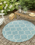Unique Loom Trellis Collection Area Rug-Lattice Design, Moroccan Inspired for Indoor/Outdoor Décor, 3 ft 3 in x 3 ft 3 in Round, Aquamarine/Gray
