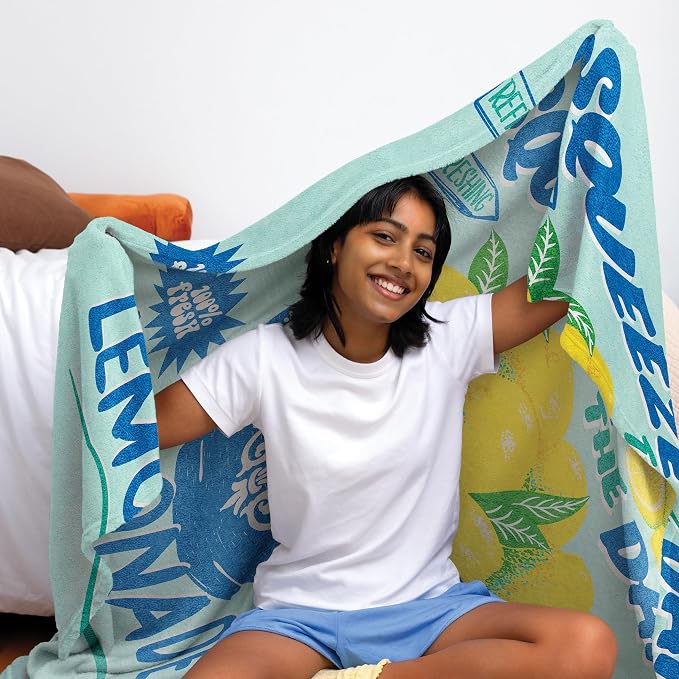 Cozy Concepts Co. Lemonade Comfort Blanket by Relatable - Cozy Throw for Room Decor, Everyday Lounging or Funny Gag Gifts for Teens - Includes 1 Giant 60" Lemonade Blanket