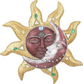 George S. Chen Imports Hand Painted Polyresin Mosaic Sun and Moon Face Wall Décor – Celestial Art for Indoor or Outdoor Home Decoration 63147