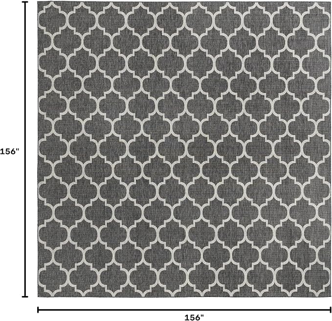 Unique Loom Outdoor Trellis Collection Area Rug - Trellis (Square 13' 0" x 13' 0", Black/ Ivory)