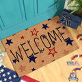 Ceenna 4th of July Patriotic Coir Door Mat Outdoor Red White Blue 250th Anniversary Star Welcome Rug Patriotic Doormat Non-Slip Entrance Rugs for Independence Day Memorial Day Home Decor 16 x 28 Inch
