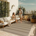 PureCozy Striped Easy Jute Rug 5x7 Khaki Living Room Carpet Washable Non Slip Bedroom Office Rug Farmhouse Neutral Non Shedding Indoor Outdoor Large Carpet for Kitchen Dining Room