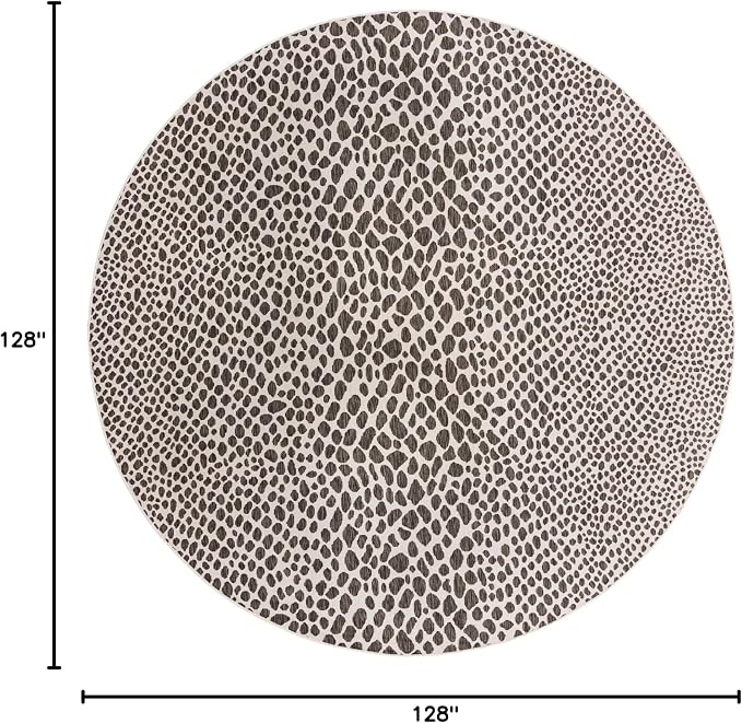 Unique Loom Outdoor Collection Area Rug - Cape Town (10' 8" Round, Black/ Ivory)