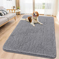 Smiry Dog Door Mat for Muddy Paws 59x32, Absorbent Dirt Trapper, Non-Slip Washable Chenille Entryway Rug for Inside Floor, Grey, Classic Solid
