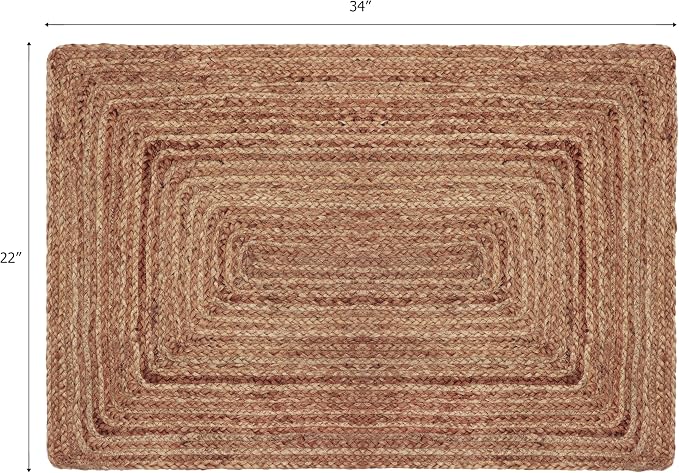 COTTON CRAFT Jute Rug - 2 Pack Braided 100% Jute Door Mat - Woven Neutral Reversible Small Rug - Entryway Kitchen Living Room Bedroom Bathroom Farmhouse Rustic Boho Throw Mat - 22 x 34 - Natural