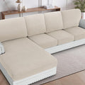 H.VERSAILTEX Sectional Couch Covers 8 Pieces Stretch Sofa Cover for Sectional Sofa Set Separate L Shaped Couch Cover for Both Left/Right Couch (Seat and Back: 1 Chaise + 3 Sofa, Island Fossi)