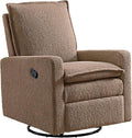 Oxford Baby Uptown Upholstered Glider Recliner Rocking Chair 360° Swivel for Nursery and Living Room - Teddy Brown, Green Guard Gold Certified