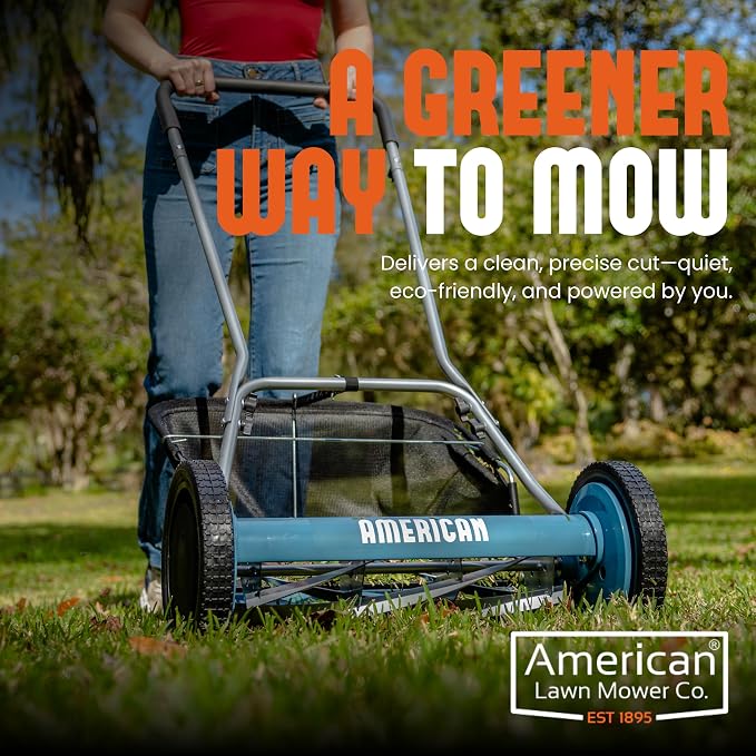 American Lawn Mower 1804-18 18" 5-Blade Reel Mower with Grass Catcher