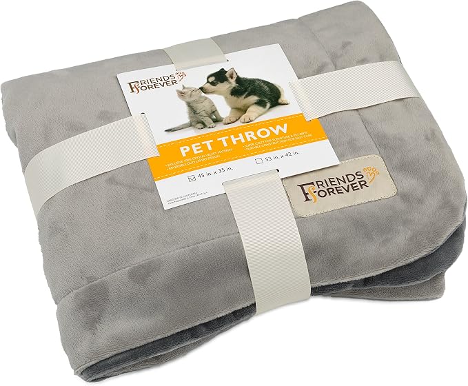 Friends Forever Dog Bed Blanket , Pets Blankets for Couch Sofa Protection | Durable Reversible Pet Hair Resistant Blanket for Dogs Cats Bed Kennel Crate Car Seat - Soft Velvet, Warm Fleece (M, 45x35)