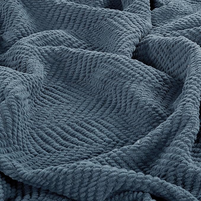 Home Soft Things Throw Blanket Knitted Tweed Throw 60'' x 80'', Blue Wing Teal, Super Soft Cozy Warm Comfortable Breathable Throw for Living Room Chair Couch Bed Sofa Bedroom Décor