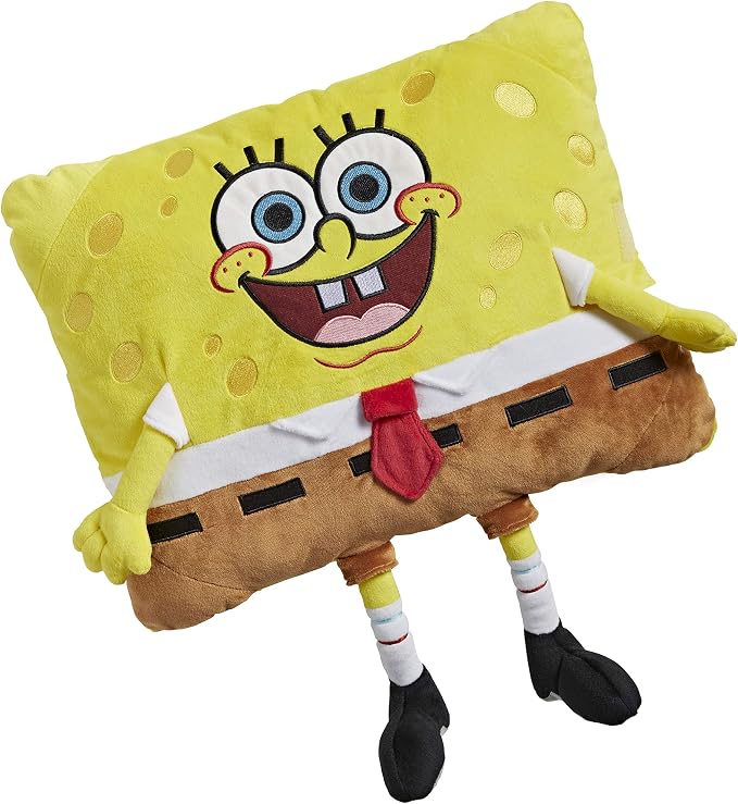 Pillow Pets Nickelodeon Spongebob Squarepants, 16" Plush Toy | Soft Plush Pillow Companion, Unfastens into a Cozy Pillow at Night, Machine Washable, BPA and Phthalates Free