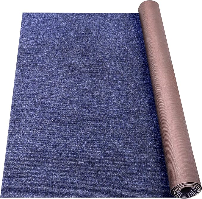 Grefinity Marine Carpet,6 FT x 14 FT Deep Blue Indoor Outdoor Carpet 0.2" Thick Boat Rug with Water-Proof TPE Backing for Home, Patio, Porch, Deck