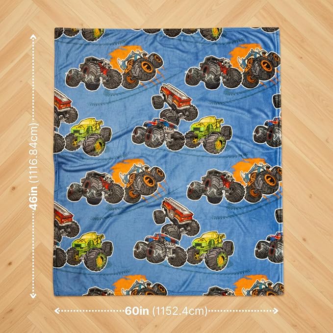 Monster Trucks x Hot Wheels Kids Bedding Super Soft Plush Throw Blanket, 46 in x 60 in, (Officially Licensed Product) by Franco