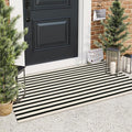 LEEVAN 2'X4.3' Black and White Striped Woven Cotton Reversible Outdoor Rug | Small Machine Washable Front Porch Rug, Entryway Door Mat, Indoor Layering Carpet for Farmhouse Bathroom Laundry