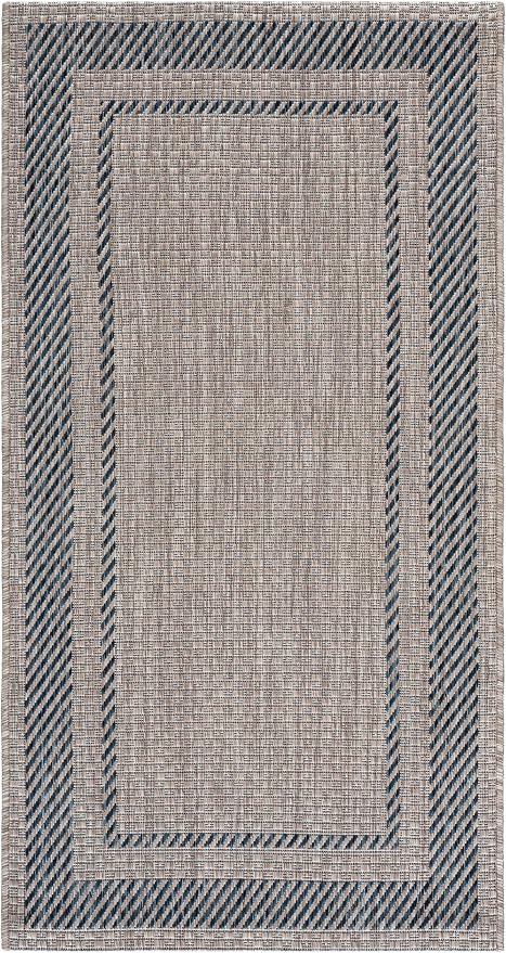 SAFAVIEH Courtyard Accent Rug 2'7"x5', Grey & Navy CY8477-40012