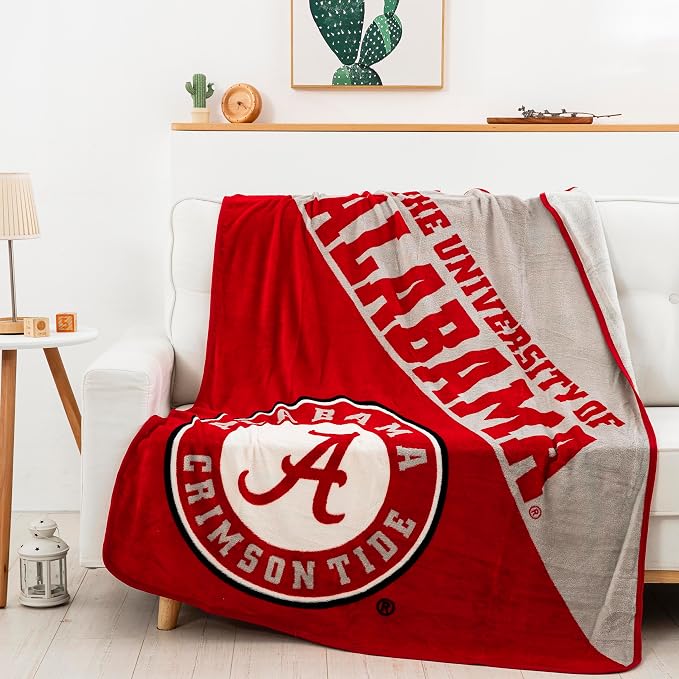 Northwest NCAA Alabama Crimson Tide Unisex-Adult Micro Raschel Throw Blanket, 46" x 60", Halftone