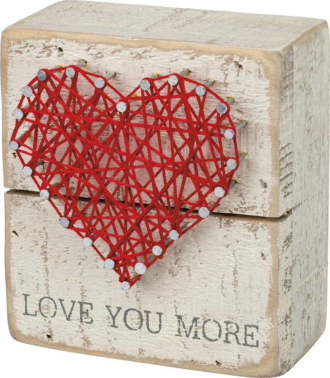 Primitives by Kathy 34248 Rustic White String Art Box Sign, 3.5" x 4", Love You More