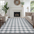 GarveeHome Checkered Area Rugs 6x9 for Living Room, Machine Washable Non Slip Backing Rug, Stain Resistant Low-Pile Indoor Carpet for Bedroom Dining Room Office Nursery Grey