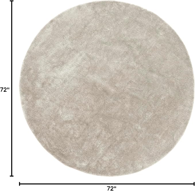 nuLOOM Loni Beige Solid Washable Area Rug, 6' Round