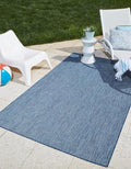 Unique Loom Collection Casual Transitional Solid Heathered Indoor/Outdoor Flatweave Area Rug (2' x 3' 1" Rectangle, Blue/Navy Blue)