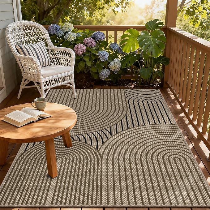 Faux Jute Rugs for Entryway, 3' x 5' Indoor Outdoor Rug, Washable Ultra-Thin Non-Slip Area Rug for Foyer, Backdoor, Living Room, Kitchen, Bedroom, Balcony