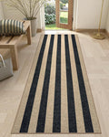 Lahome Striped Easy Jute Kitchen Runner Rug, 2x8 Outdoor Rugs Washable | Non Slip Black Runner for Long Hallway Entryway, Modern Farmhouse Non Shedding 8ft Indoor Carpet for Entry Porch Laundry Room