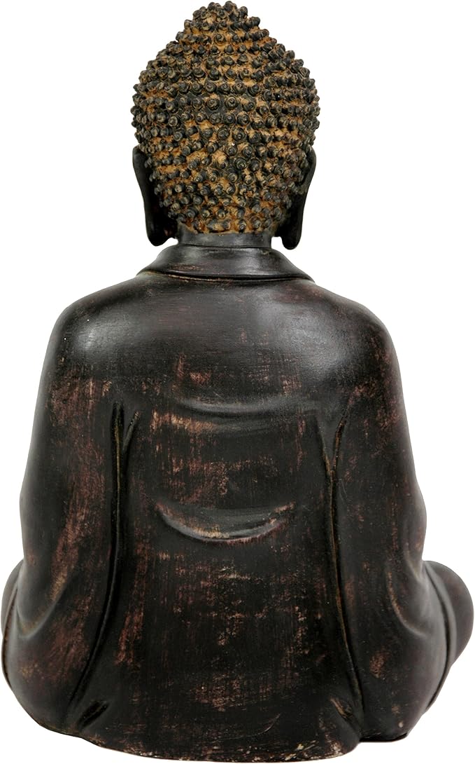 Red Lantern 9" Japanese Sitting Buddha Statue