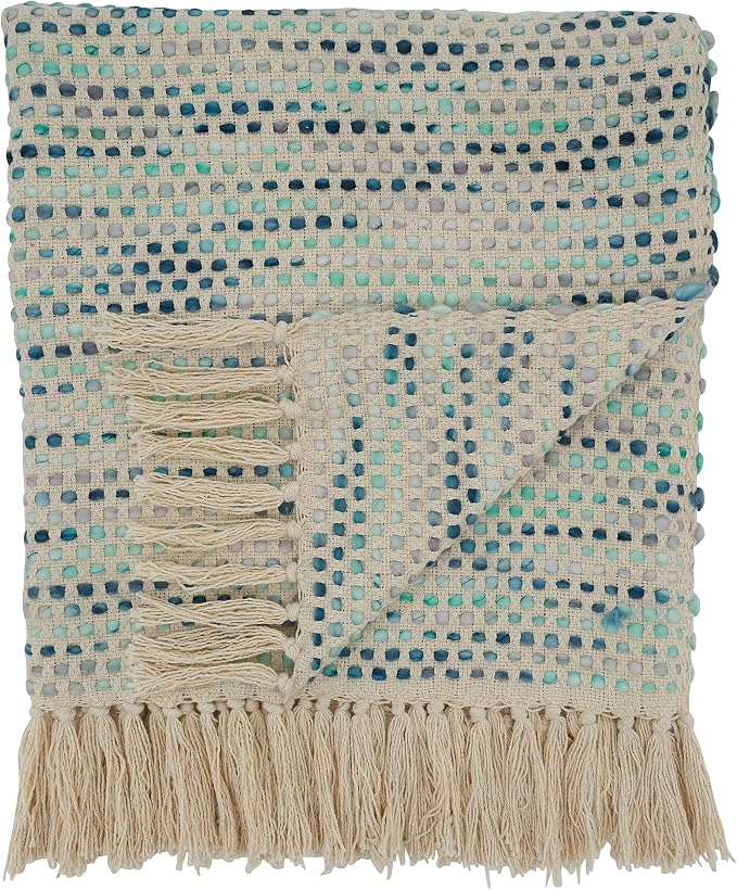 SARO LIFESTYLE Han Collection Confetti Design Throw Blanket, 50" x 60", Blue