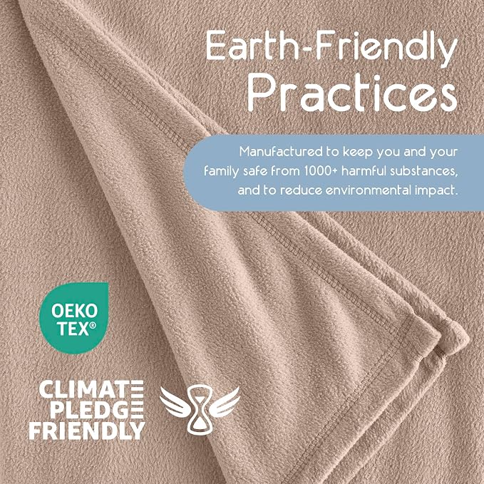 Twin Size Microfleece Blanket | Fleece Bed Blanket | All-Season Comfort| Supersoft Lightweight | Plush Throw Blanket for Bed Couch or Sofa | Pet-Friendly | Nutmeg