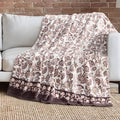 Lucky Brand 50" x 70" Plush Throw Blanket, Floral Cocoa Brown Blanket for Sofa or Bed