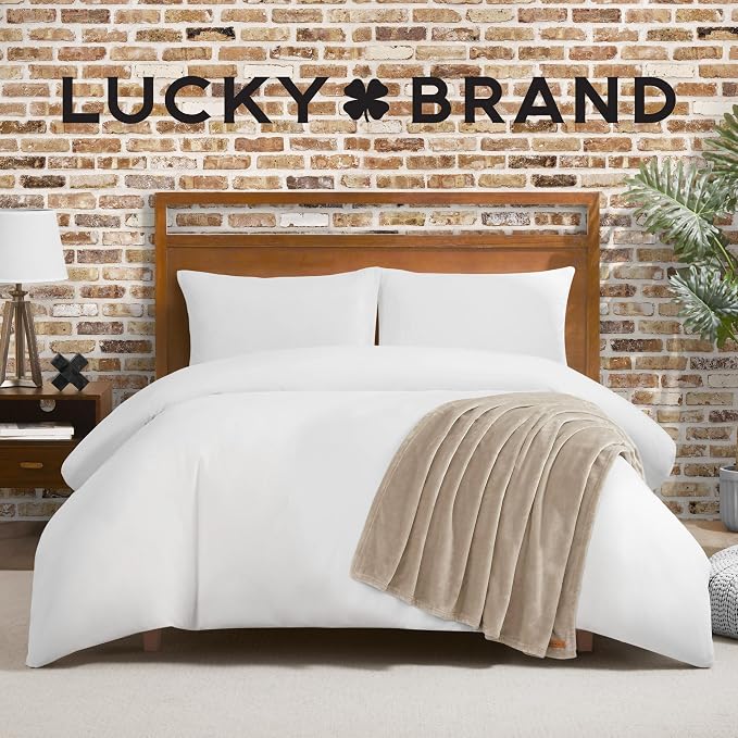 Lucky Brand Solid Plush 50"x70" Throw Blanket, Doe Brown - Soft, Cozy, and Timeless Comfort