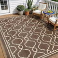 Garvee 9 x 12 Outdoor Rug Waterproof for Patio, Foldable Reversible Plastic Straw Area Rug, Large Mats for Camping, RV, Balcony, Deck, Picnic, Beach, Brown & Beige