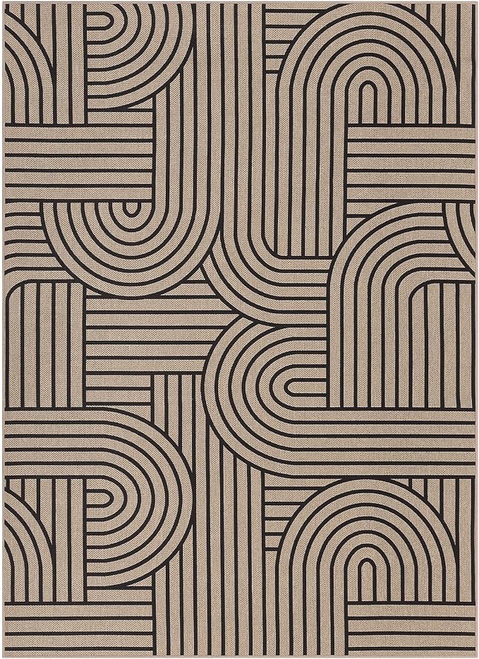 GarveeHome Rainbow Easy Jute Rug 4x6 Washable Abstract Non Slip Living Room Ultra-Thin Bedroom Rug, Non Skid Backing Non Shedding Accent Carpet for Dining Room Office