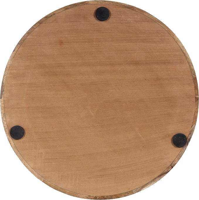 Kate and Laurel Ehrens Modern Wooden Tray, 15 inch Diameter, Natural and Black, Round Accent Tray for Farmhouse Decor